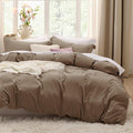 Bedsure Coffee Duvet Cover - Soft Cotton-Like Polyester Bedding Set | Full Size 80x90 Inches, 3 Pieces with Zipper Closure & 2 Pillow Shams