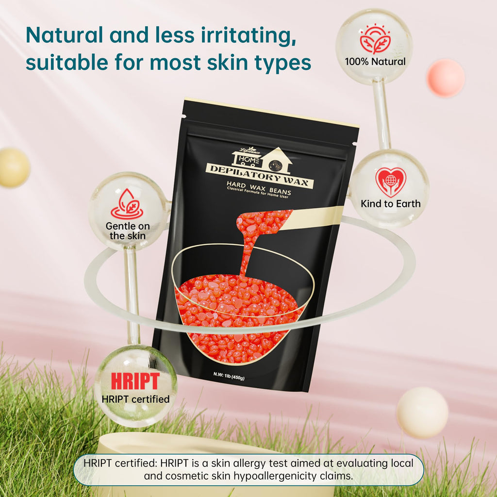 Lifestance Hard Wax Beads, 1lb Strawberry Red for Coarse Hair Removal, Painless Bikini and Body Waxing for Fine Hair - Wax Warmers at Home for Women and Men