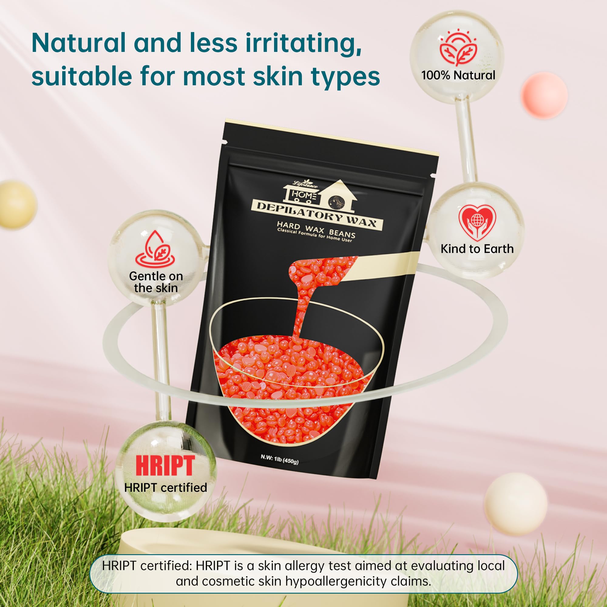 Lifestance Hard Wax Beads, 1lb Strawberry Red for Coarse Hair Removal, Painless Bikini and Body Waxing for Fine Hair - Wax Warmers at Home for Women and Men