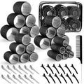 Skiennix Self-Grip Hair Rollers Set - 50 Jumbo Curlers for All Hair Types | Includes Clips, Black