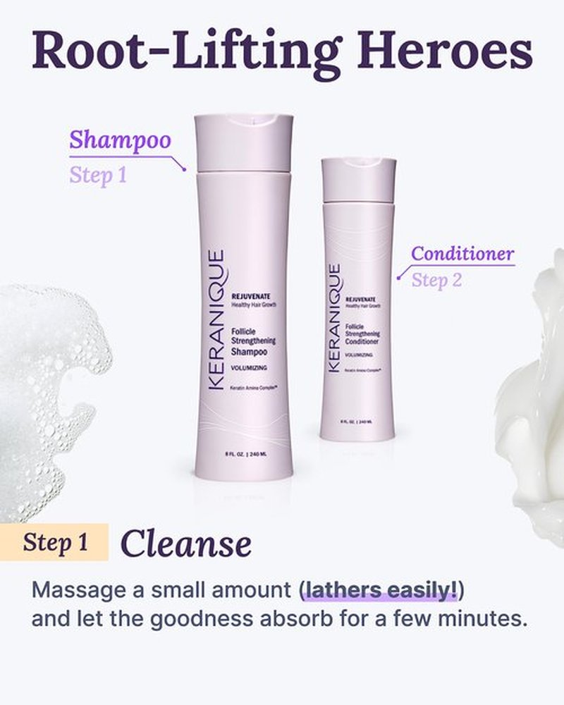 Keranique Volumizing Shampoo for Hair Repair, Growth & Thinning Hair Support – Keratin, Biotin, Menthol & Niacinamide, Anti-Breakage, Lightweight Strengthening Formula 3.4 Oz - Keratin Amino Complex™
