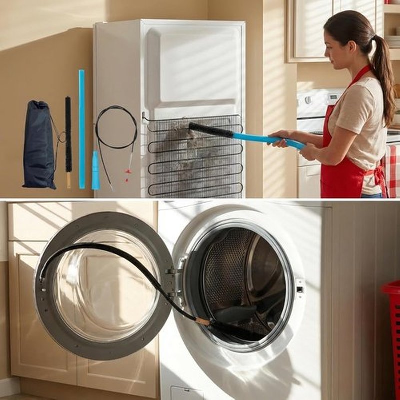 Skiennix Dryer Vent Cleaner Kit - 3Pcs Lint Vacuum Attachment & Flexible Brush with Storage Bag