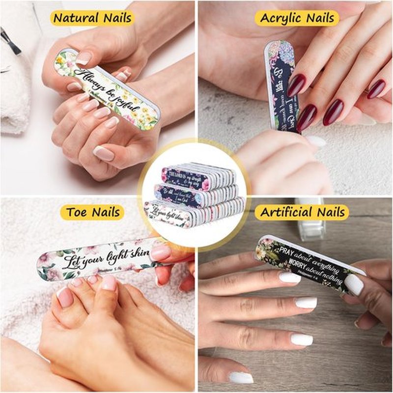 Lanties 200 Pcs Christian Bible Verse Nail Files Gift for Women Religious Scripture Nail Emery Boards Colorful Floral Inspirational Buffering Files Scripture Manicure Tools VBS Gift Bulk