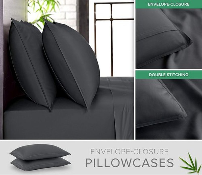 Pure Bamboo Short Queen Sheets - 100% Organic Viscose Bed Set, Soft & Cooling | 60"x75", Charcoal, 2-Year Quality Promise