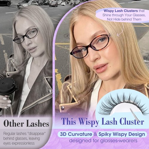 Lash Clusters Kit Wispy Natural Cluster Eyelash Extension Kit DIY Lash Extension Kit C-curly 10-16MM Eyelash Clusters Volume Individual Lashes Kit by Newcally