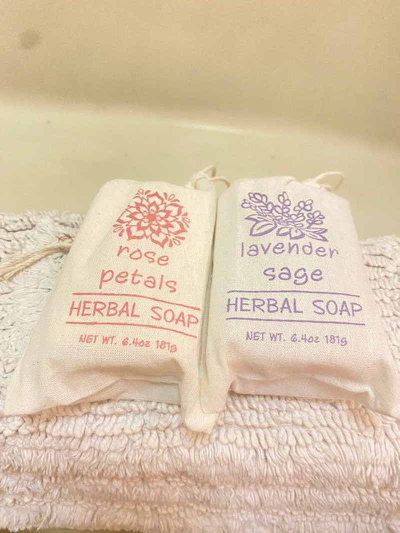 Greenwich Bay Trading Set of 2 Herbal Soaps Lavender Sage and Rose Petal - 6.4 Oz Bars Wrapped in Drawstring Cloth Sacks-Enriched with Shea Butter, Virgin Olive Oil and Fresh Botanical Scents