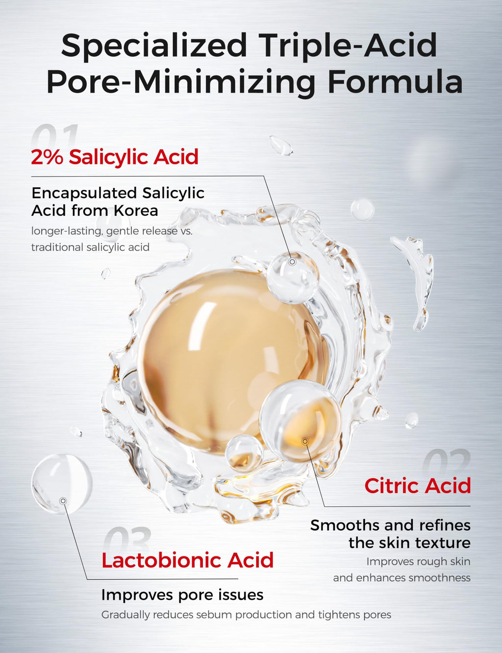 NING DERMOLOGIE Salicylic Acid 2% Serum: Pore Minimizer & Acne Treatment for Face with AHA PHA Tranexamic Acid Niacinamide & Tembusu Extract | Exfoliant for Acne & Blemish Skin | Oil Control | 1 FL OZ
