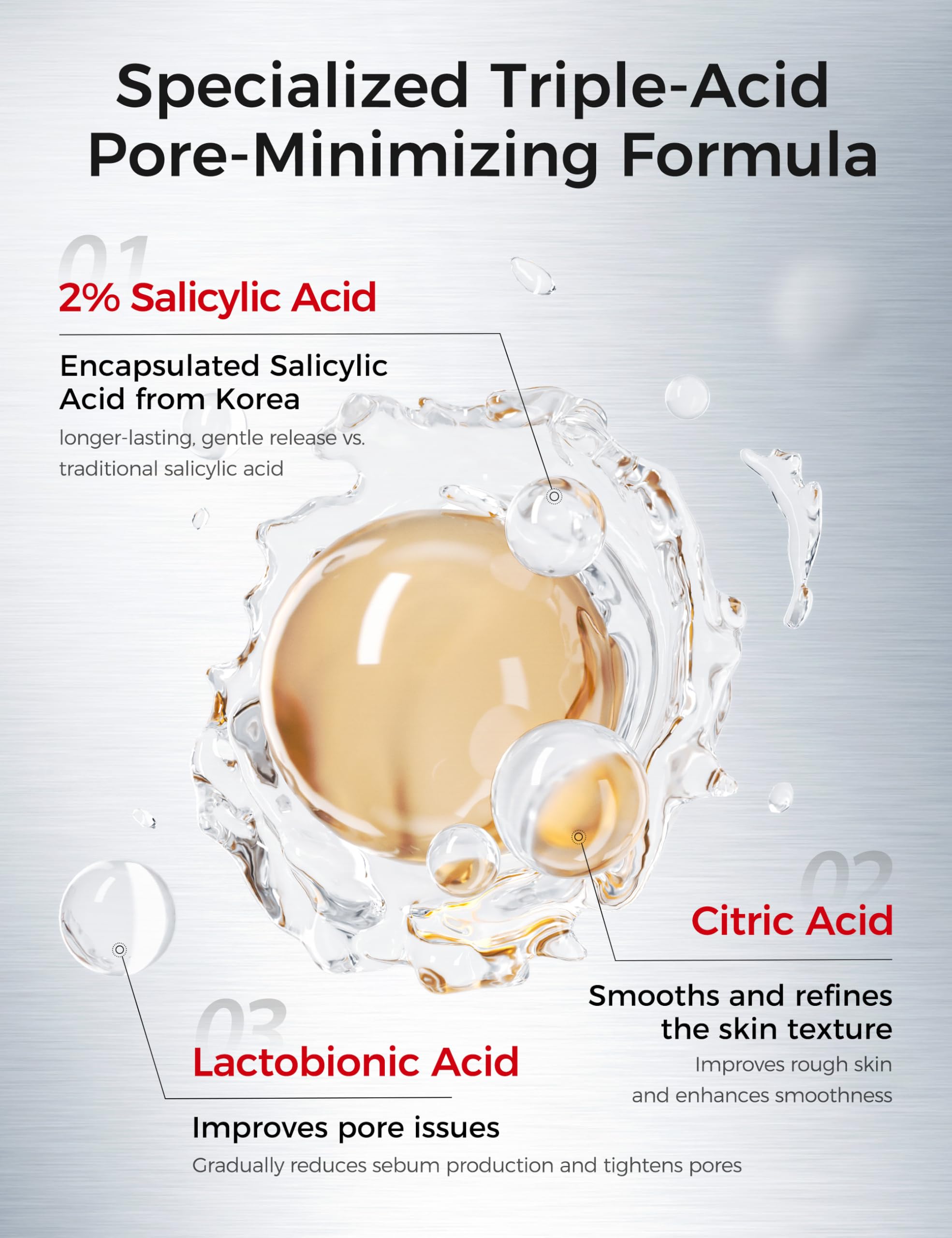 NING DERMOLOGIE Salicylic Acid 2% Serum: Pore Minimizer & Acne Treatment for Face with AHA PHA Tranexamic Acid Niacinamide & Tembusu Extract | Exfoliant for Acne & Blemish Skin | Oil Control | 1 FL OZ