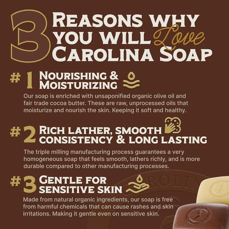 Carolina Castile Body Wash Soap Bar - Long-Lasting Vegan Bar for Sensitive Skin | Bay Rum Scent, 5 oz
