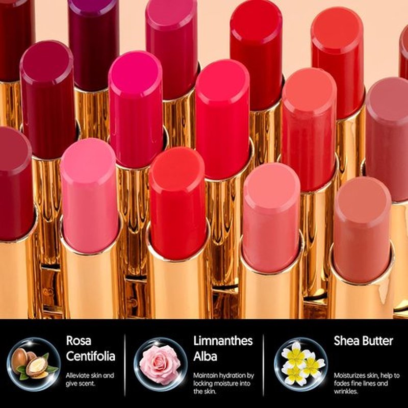 MAKI YIKA Moisture Lipstick - Hydrating Nude Pink Lip Color for Dry Lips | Juicy Finish, MA073 Bare Soul