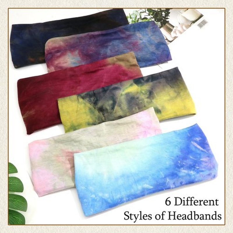 SAWINDA 6 Pack Boho Headbands for Women Tie Dye Short Head Bands for Women's Hair Elastic Twist Knotted Head Wraps Soft Fabric Head Bands Yoga Running Workout Bandanas Headbands Accessories