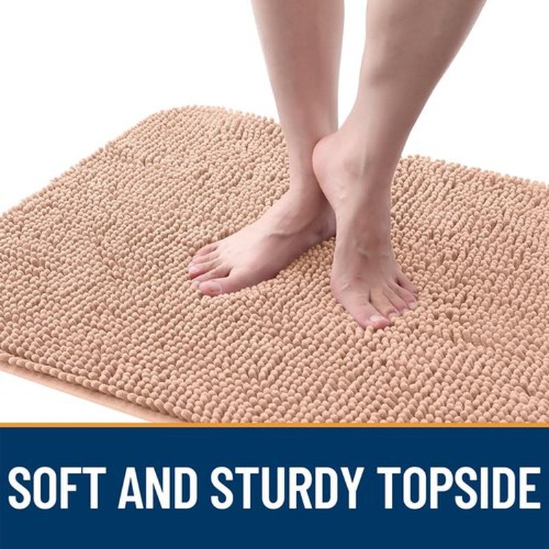 OLANLY Dog Door Mat - Absorbent Non-Slip Washable Chenille Mat for Muddy Paws | 70x35, Peach