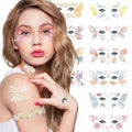 JoyfulGlam Glitter Butterfly Temporary Tattoos, Fairy Wings Face Tattoos for Birthday Party Decorations, Fairy Makeup Party Favors Costume Accessories for Women
