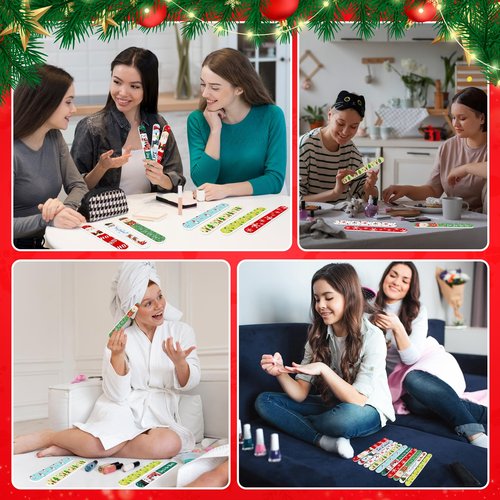 52PCS Christmas Nail Files Bulk Gifts Set for Women, Holiday Emery Boards for Fingernail Care Xmas Gift for Adults, Employee, Coworkers, Friends Stocking Stuffers Goodie Bags Birthday Party Favors