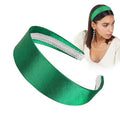 Ivyu Green Headbands for Women 70s Wide Headband Girls Halloween Satin Headbands for Adults 60s Hard Head Bands