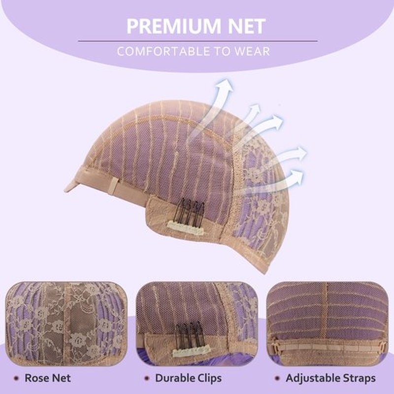 BEAUTIFA Purple Wig with Bangs for Women 14 Inch Lavender Wigs Short Bob Wavy Curly Wig Heat Resistant Synthetic Colorful Wig