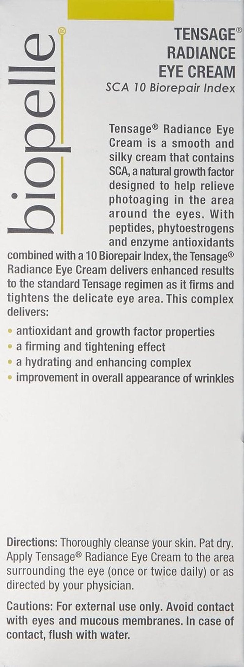 Biopelle Tensage Eye Cream - Radiance & Illuminating Formula with SCA 10 Biorepair Index, 0.52 Oz