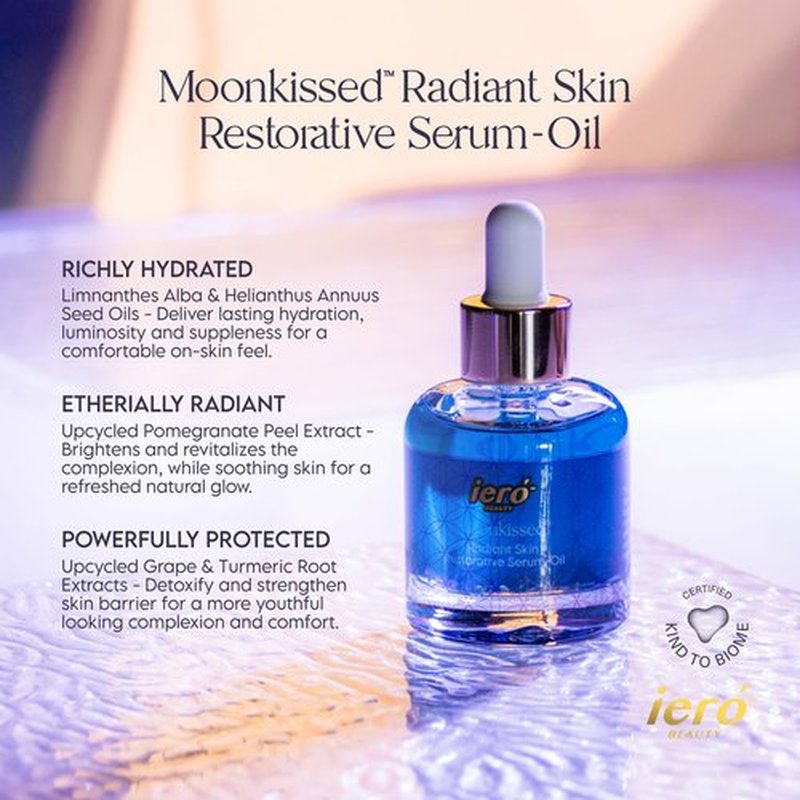 ieró Beauty Moonkissed Radiant Skin Restorative Serum-Oil, Face Oil Moisturizer, Anti Aging Hydrating Treatment, Luminous Glow for All Skin Types, Made in Italy — 1 FL OZ/30ML