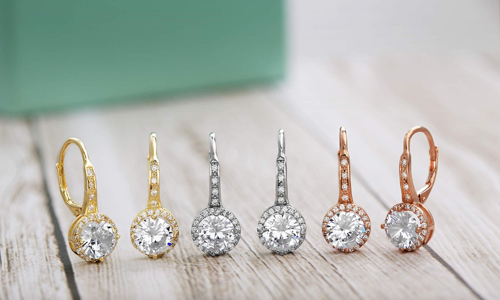 Mia Sarine 925 Sterling Silver Cubic Zirconia Halo Lever Back Dangle Bridal Earrings for Women