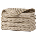 POLYTE 430 GSM Microfiber Lint Free Washcloth Face Towel, 13 x 13 in, 4 Pack (Waffle Weave)