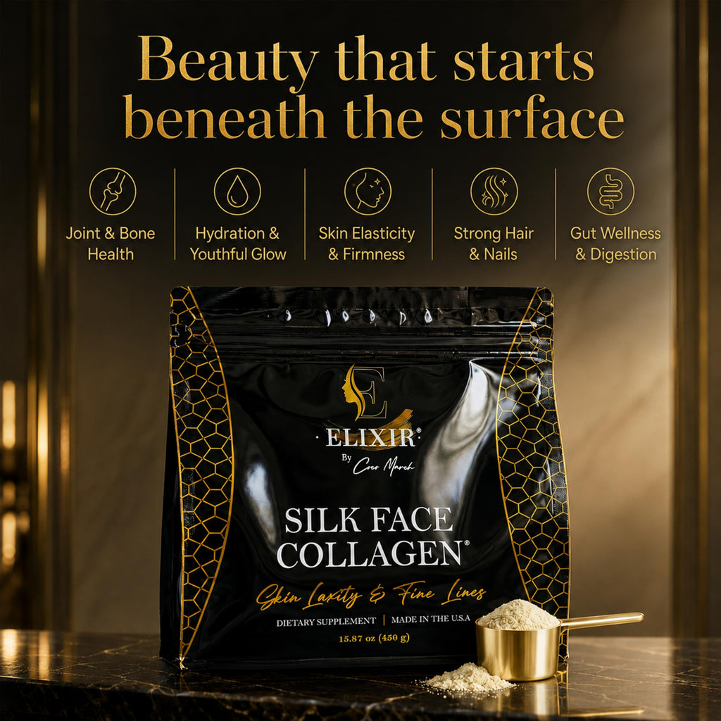Silk Face Collagen - Collagen Peptides Powder for Women, Face and Neck 14g Protein | Ultra Low Molecular Weight Collagen – for Skin, Hair, Nail, Joint & Gut Health, 15.87 oz (450g) Cocó March