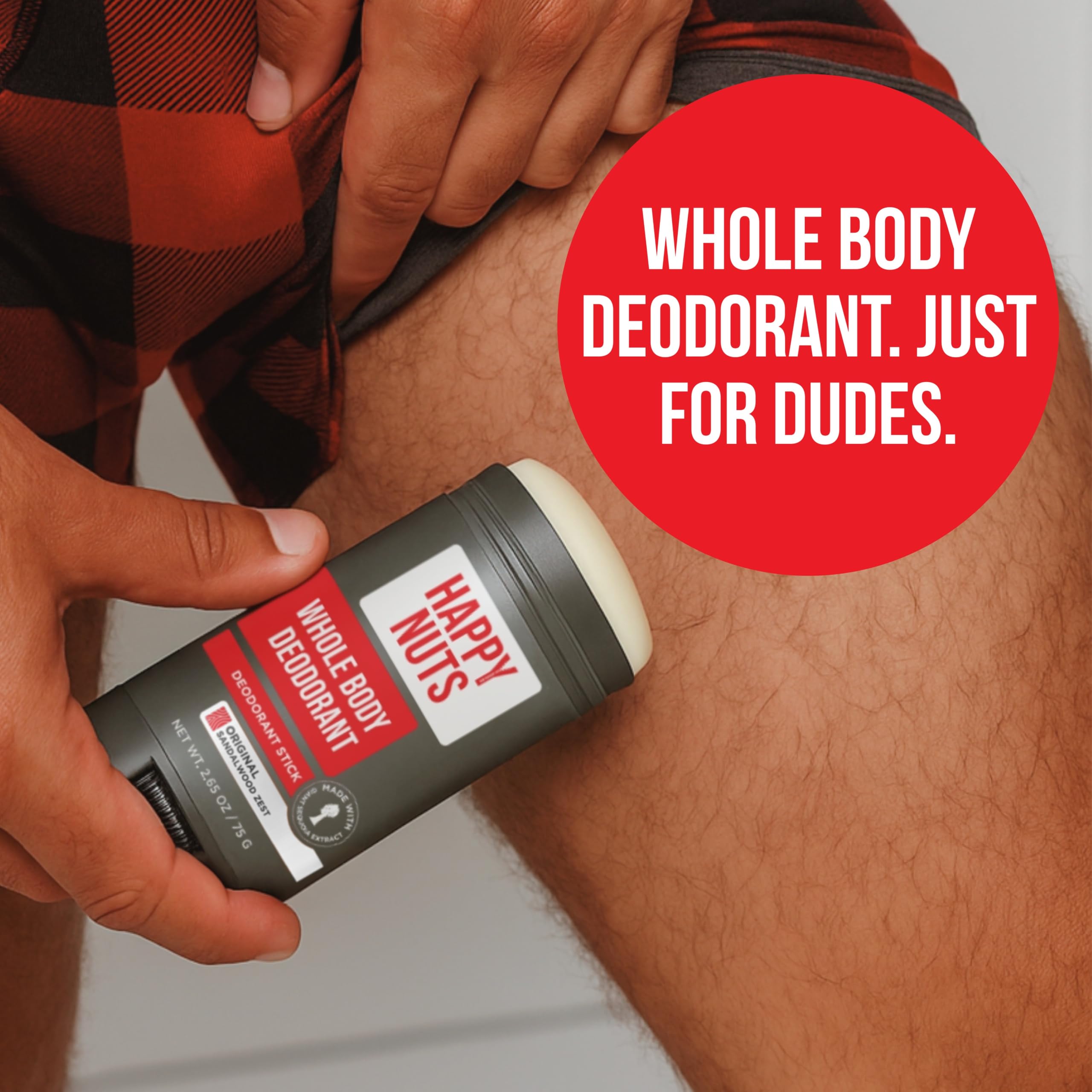 Happy Nuts Whole Body Deodorant for Men - Full Body Odor Control - Ideal for Perfect for Pits, Groin, and More - Powerful & Effective Men's Deodorant (2.65 Ounce (Pack of 1), Original)