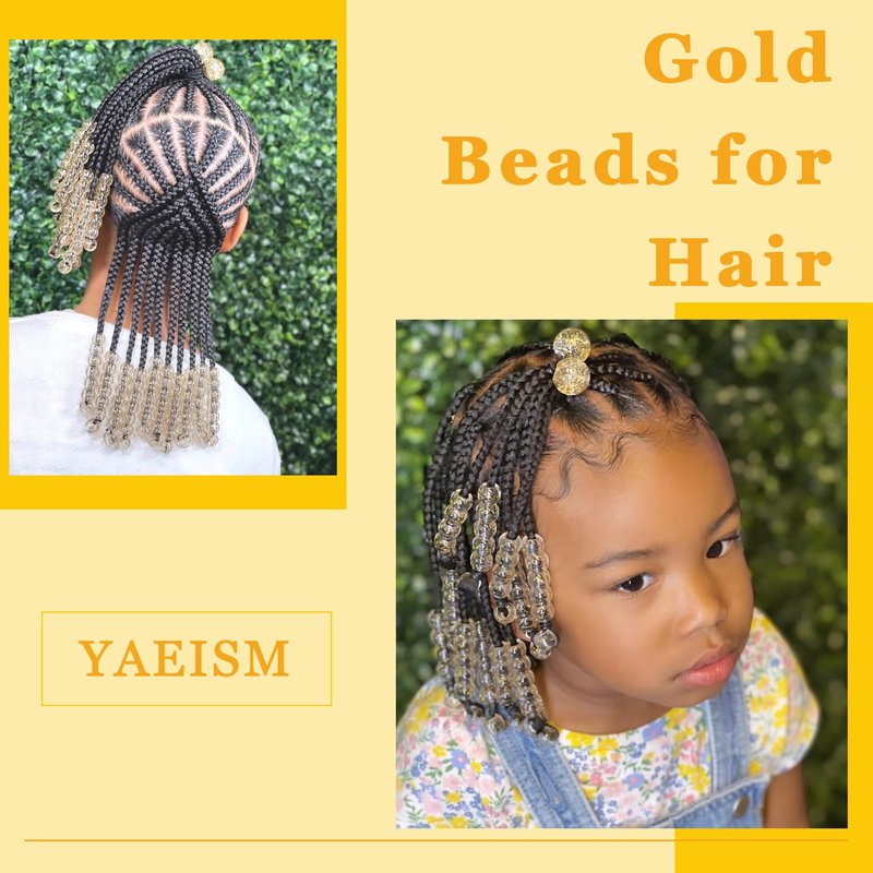 YAEISM Gold Hair Beads for Braids 100PCS Acrylic Loc Dreadlock Large Pony Beads Bling Star Hair Clips Cute Y2K Hair Accessories for Women Girls