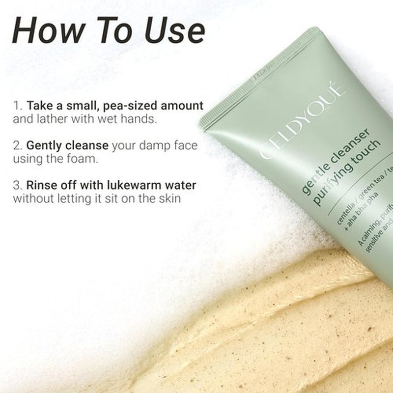 CELDYQUE Gentle Cleanser - Purifying Face Wash with Centella & Tea Tree | Exfoliating Foam for Sensitive, Acne-Prone Skin | 5.07 fl oz