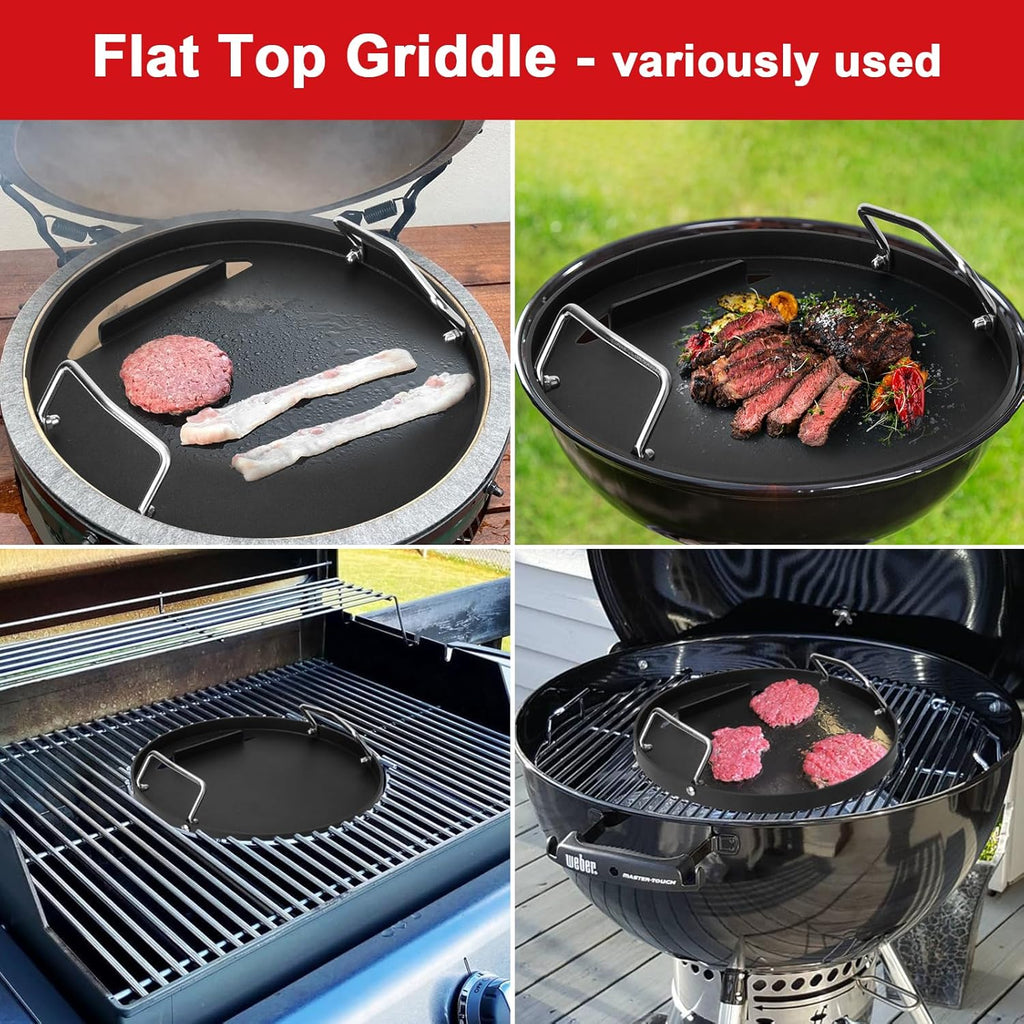 Weber Full Size Griddle Inserts - Flat Top Replacement for 14" Charcoal Grills & Smokers