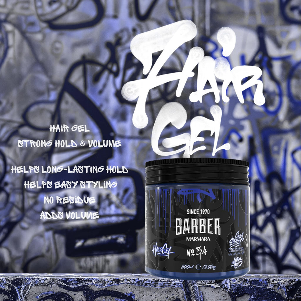 barber marmara No 34 Hair Styling Gel for Men Strong Hold, Long-Lasting Volume, No Residue, Style Wet Or Dry Masculine Fresh Barber Quality Finish 16.9 fl oz