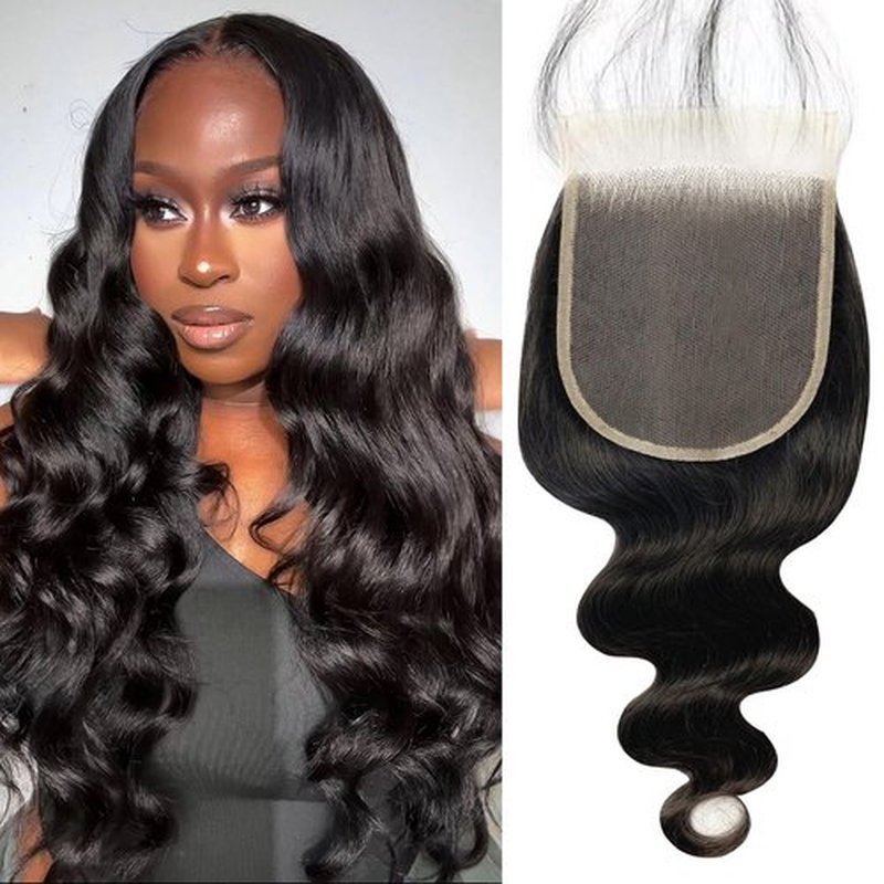 5x5 HD Lace Closure Transparent Frontal 100% Real Body Wave Human Hair 16 Inch HD Lace Closure Only Bleached Small Single Knots Human Hair for Black Women Natural Color