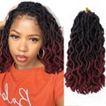 Faux Locs Crochet Hair 10 Inch 6 Packs 3 Tone Ombre Red Goddess Locs Crochet Hair for Black Women, Prelooped Gypsy locs Crochet Hair for Wavy Dreadlocks Crochet Hair Extensions, 1B/99j/530