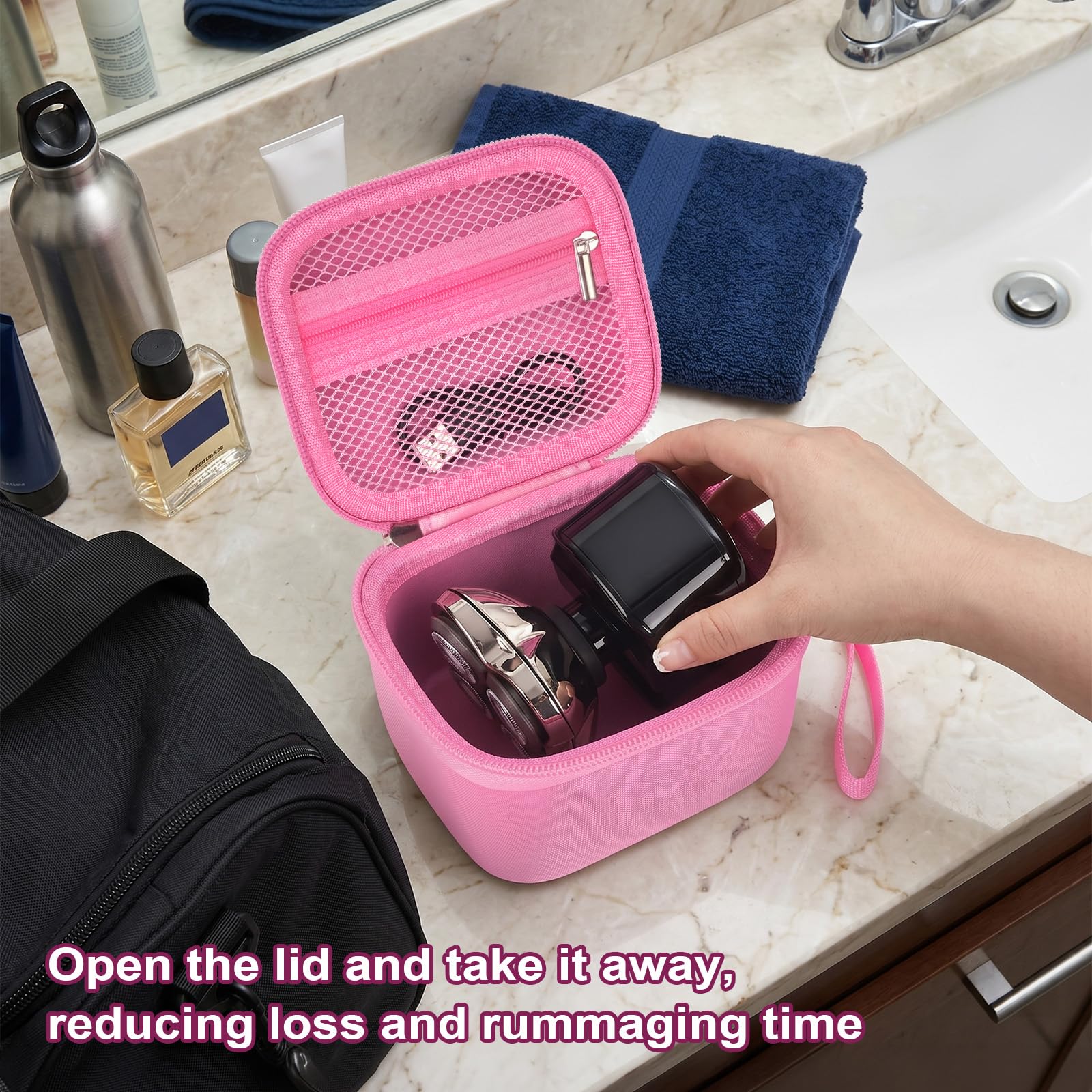 Case for Skull Shaver Electric Pitbull Pro Razor, Hard Travel Rotary Men Head Shavers Beard Trimmer Storage Carrying Box with Zipper Mesh Pocket for Men's Gold Pro Mustache Grooming Kit-Only (Pink)