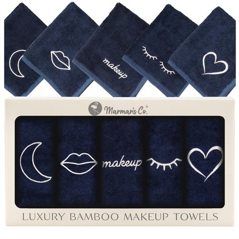 Marmaris Co. Luxury Makeup Washcloths for Face, 5-Pack Makeup Towels Face Washcloth, Viscose from Bamboo & Cotton