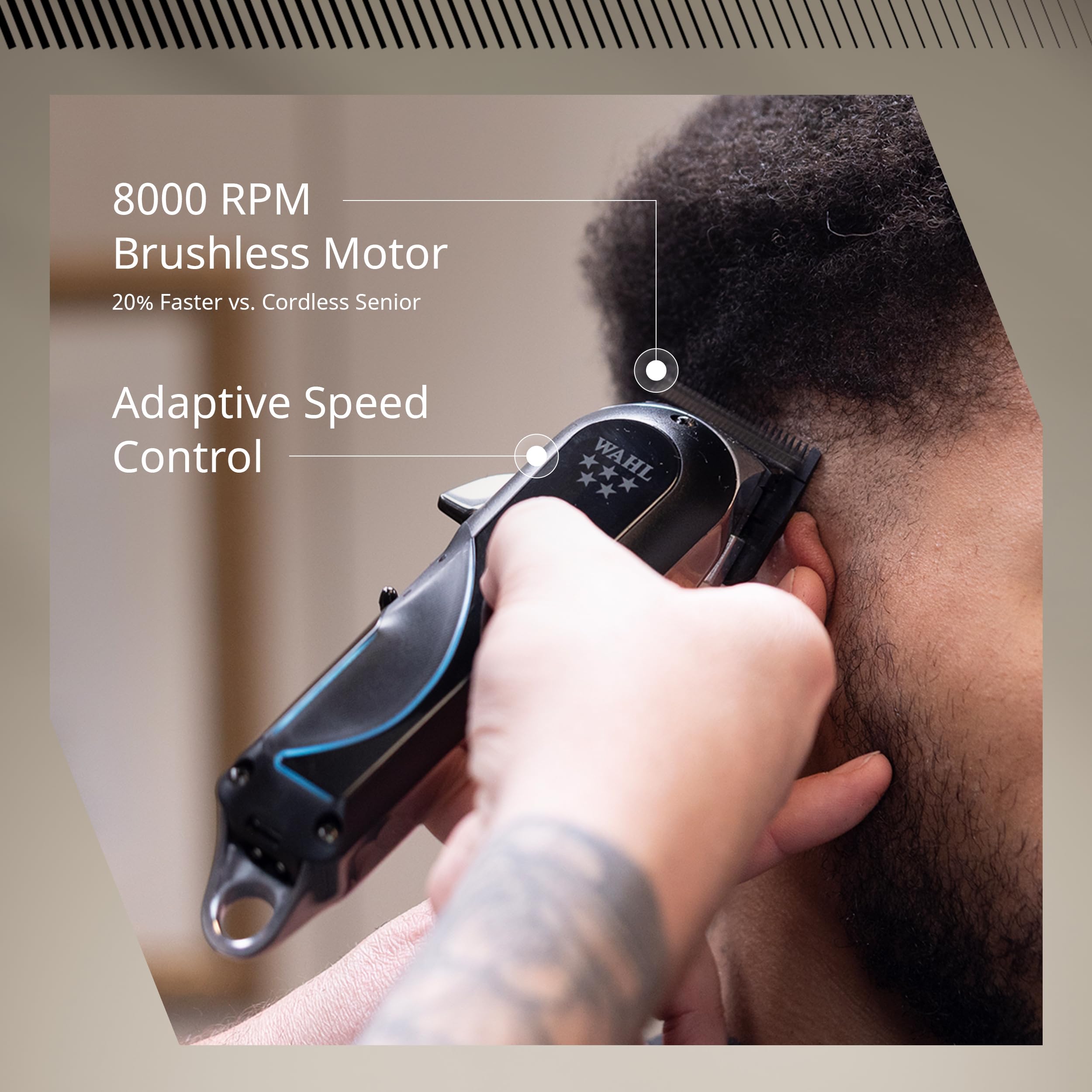 Wahl Professional Senior 2.0 Cordless Clipper, Carbon Steel DLC Coated Blade with Zero Gap Capability, Adjustable Taper Lever, Lithium Ion Power, Black and Metallic Silver