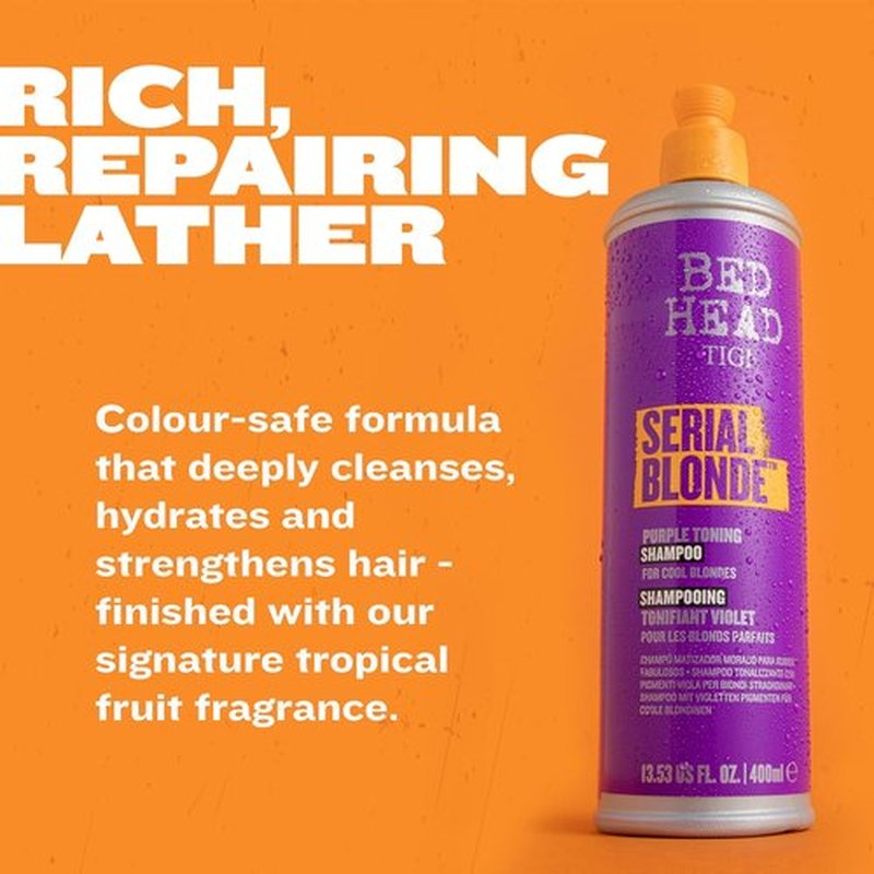 TIGI Bed Head Serial Blonde Shampoo - Restores Damaged Blonde Hair with Hydrolyzed Keratin | 20.29 fl oz
