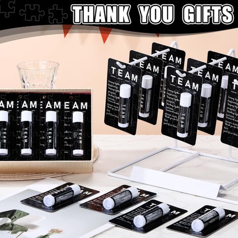 Sacubee 30 Pack Employee Appreciation Gift Lip Balms Bulk Staff Teacher Team Volunteer Thank You Gift Nurse Volunteers Appreciation Party Favor for Women Men Coworkers(Team,Black)
