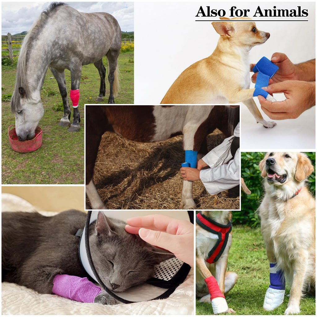 1" Self Adhesive Bandage Wraps, 6pcs Vet Wraps, Skin Color, 5 Yard Self Adherent Wraps for Sports, Wrist, Ankle and Swelling