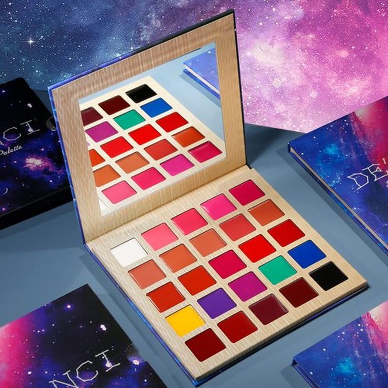DE'LANCI Lipstick Palette Nude Red Peach Pink Shades 25 Color, Professional Moisturizing Lip Gloss, Long Lasting Soft Smooth Lipstick Pallet Waterproof, Pigmented Halloween Face Paint Costume Makeup