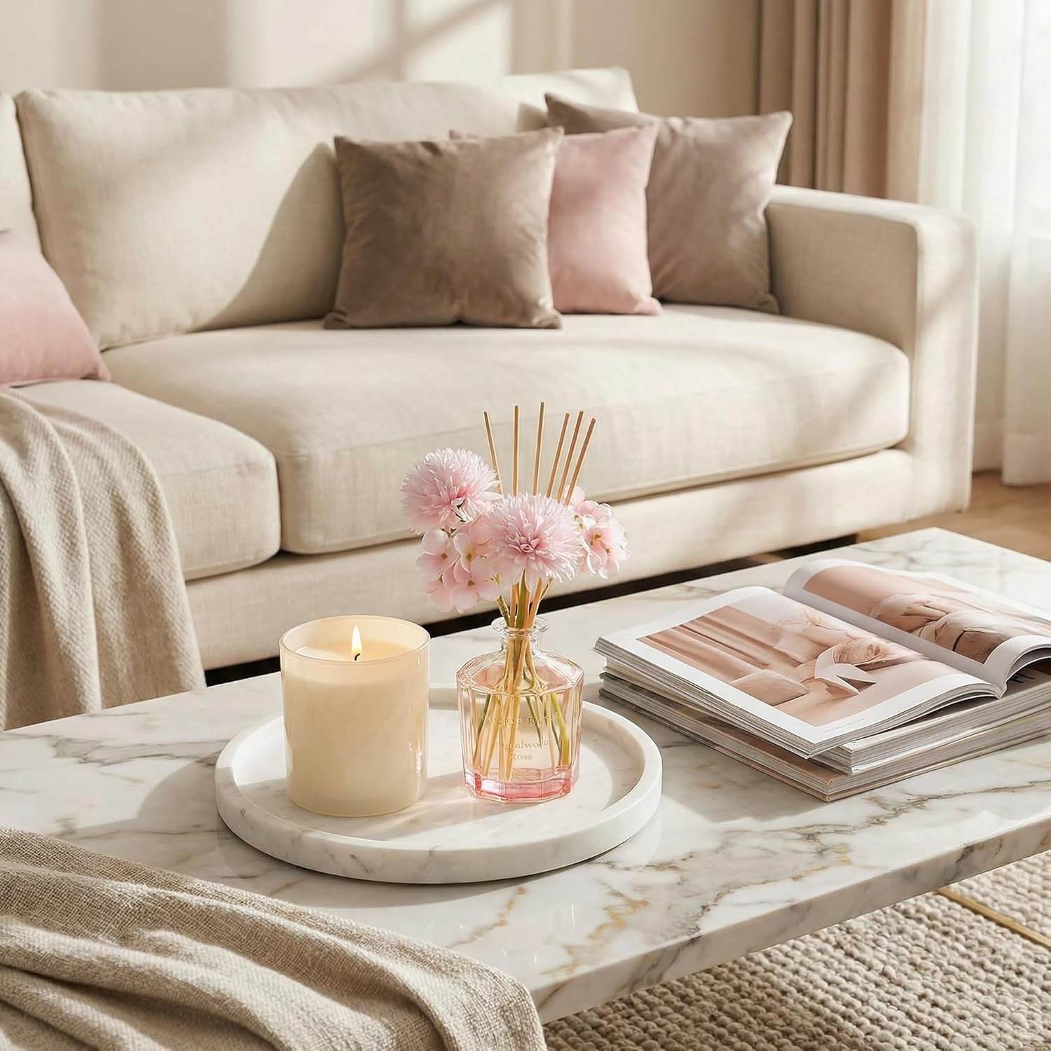 COCORRÍNA Reed Diffuser - Sandalwood Rose Home Fragrance Set | 8.5 Fl. Oz with 8 Sticks for Bedroom & Office Decor