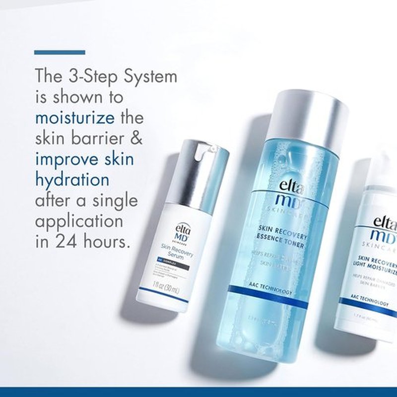EltaMD Skin Recovery System - 3-Piece Facial Care Set with Gentle Toner, Serum & Moisturizer
