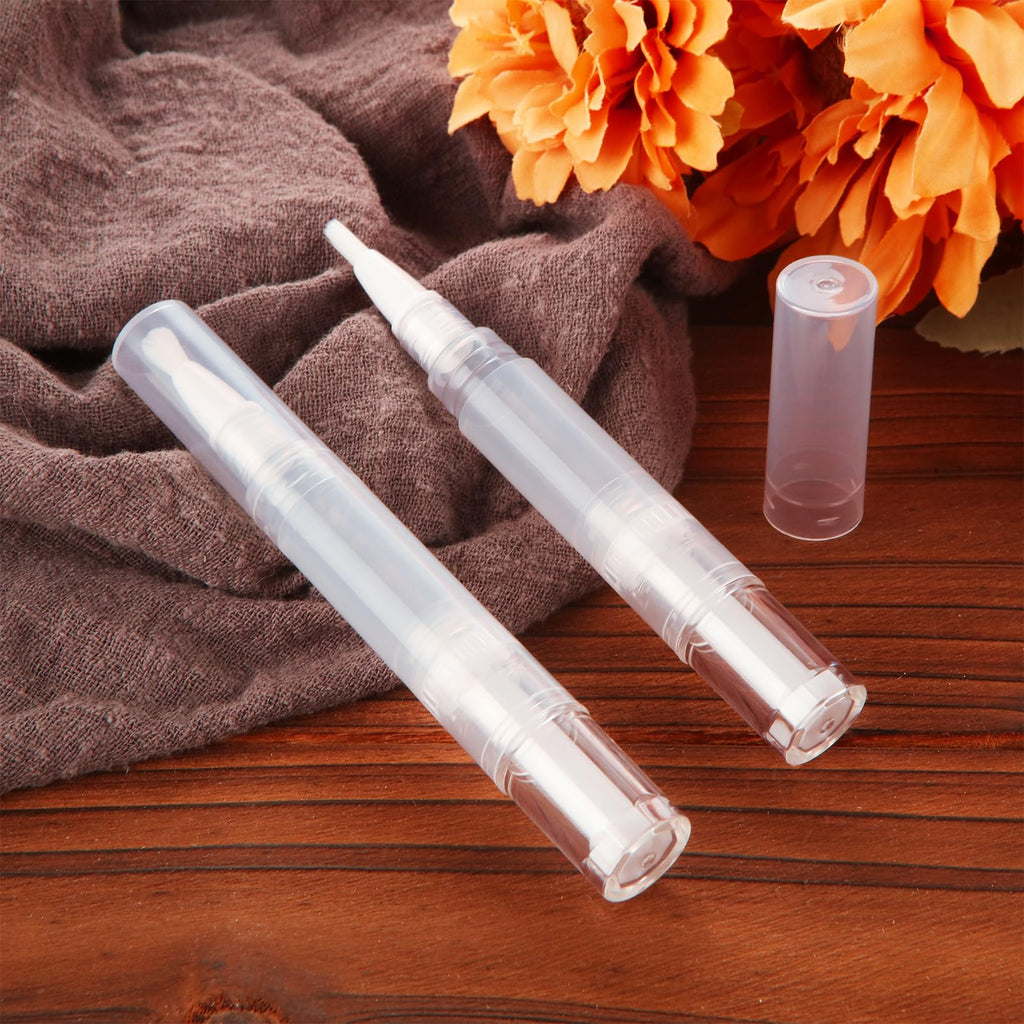 YOUNTHYE 50PCS 5ml Cuticle Oil Pen Empty Nail Oil Pen Refillable Cuticle Oil Pen Transparent Nail Oil Cuticle Pen Bulk Empty Nail Oil Pen with Brush Tip for Nail Polish, Lip Gloss, Eyelash