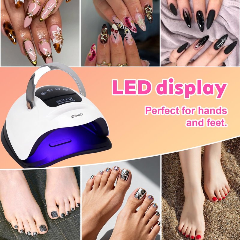Vitarielle 320W UV LED Nail Lamp with Phone Holder, 72 High Power LEDs, 4 Timer Settings (10s/30s/60s/99s), Fast Cure for All Gel Polish, Polygel & Acrylic, Smart Sensor, Home & Salon Use
