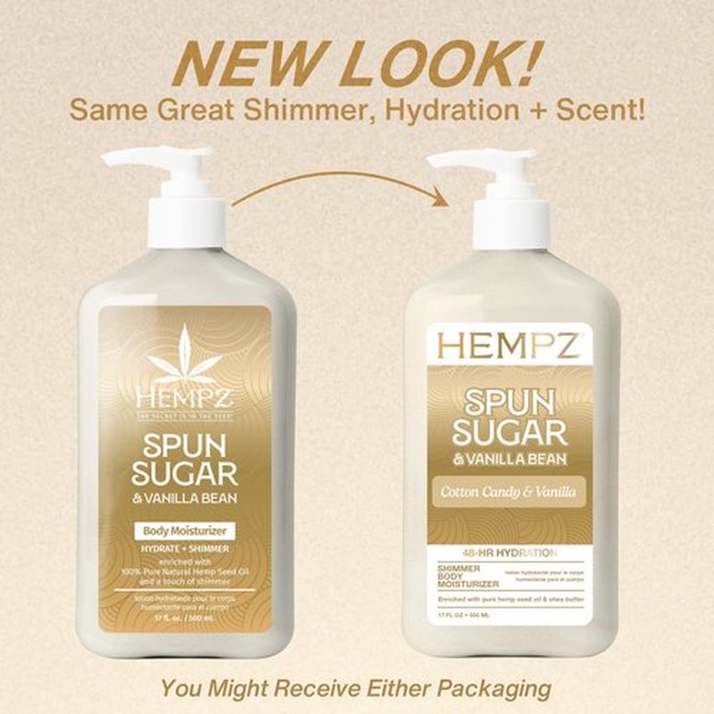 Hempz Cotton Candy Scented Body Lotion – Spun Sugar & Vanilla Bean, Hydrating Moisturizer for Dry Skin, Body & Hands, Self Care Routine Must Have, 17 fl oz