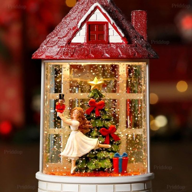 Priddop Nutcracker Snow Globe | Musical Ballerina Christmas Decoration with Swirling Glitter