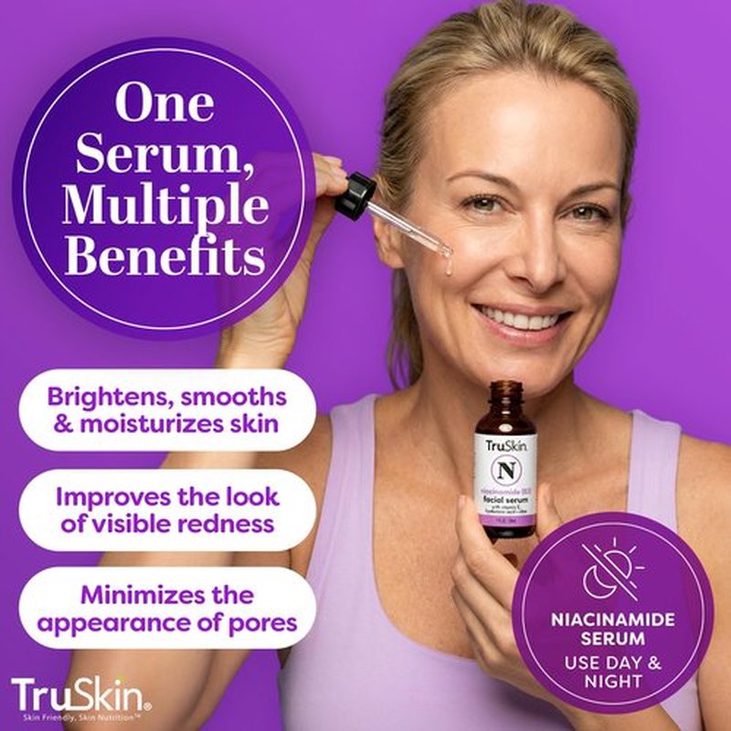 TruSkin Niacinamide Serum for Face - Pore Minimizing & Tone Balancing B3 Serum with Hyaluronic Acid, Aloe & Vitamin E - Hydrating Niacinamide Face Serum for Uneven Tone & Oily Skin, 1 fl oz