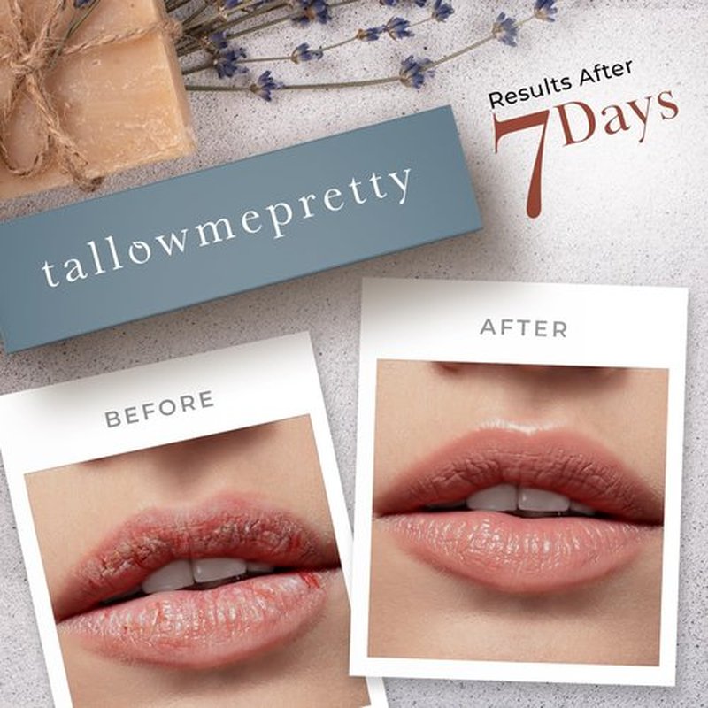 Tallow Me Pretty Peppermint Lip Balm, Ultra-Soothing, Deeply Hydrating Tallow Lip Balm with Grass Fed Beef Tallow, Beeswax, Jojoba Oil & More, Non Toxic Lip Care, Made in the USA, 0.15 Oz.