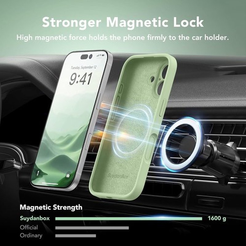 Skiennix Magnetic iPhone 17 Case - MagSafe Compatible, Full Camera Protection, Matcha Color, Shockproof Silicone
