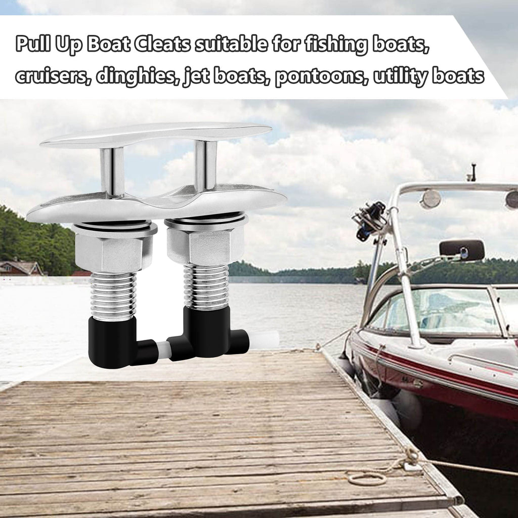 Searoam Pull Up Boat Cleats Retractable Boat Claet 316 Stainless Steel Hidden Flush Mount Cleat 5 Inch Pop Up Boat Cleats,Popup Cleat Yacht Marine Boat Dock Cleats Accessory