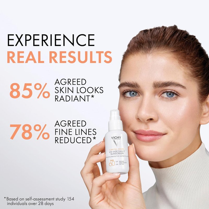 Vichy Capital Soleil UV-Age Daily SPF 60 - Anti-Aging Sunscreen with Hyaluronic Acid & Vitamin C, No White Cast